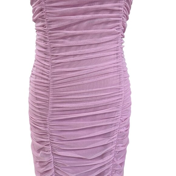 Lilac Ruched Halter Midi Dress ASTR The Label Floral Detail Romantic Occasion - Picture 9 of 12